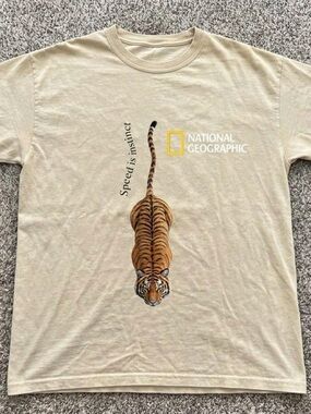 National Geographic Beige Tee with Tiger Graphic